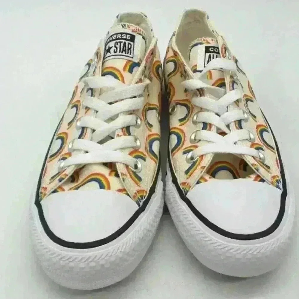 Converse Low-Top Rainbow Pattern Cap Toe Sneakers… - image 2